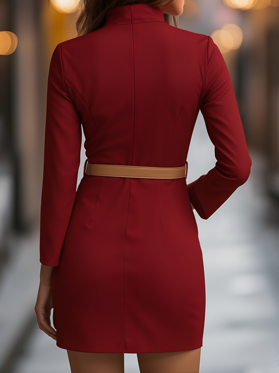 Naadmaastricht | Elegant wit jurkje met opstaande kraag en ceintuurdesign