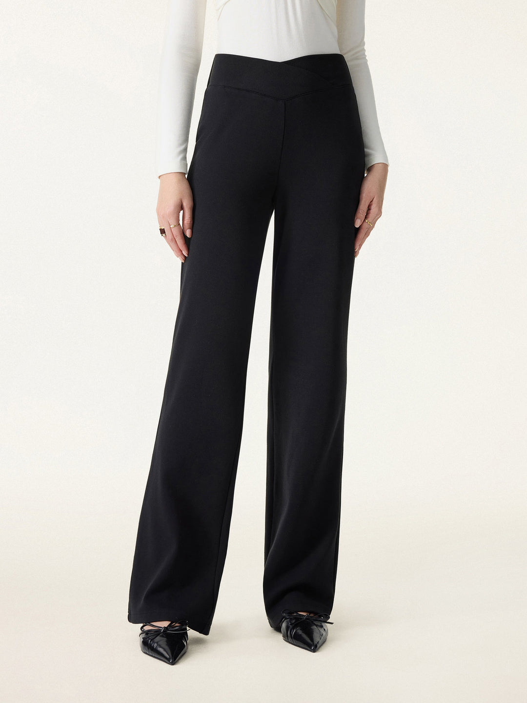 Naadmaastricht | Warme Instapbroek met V-Taille en Uitlopend Been