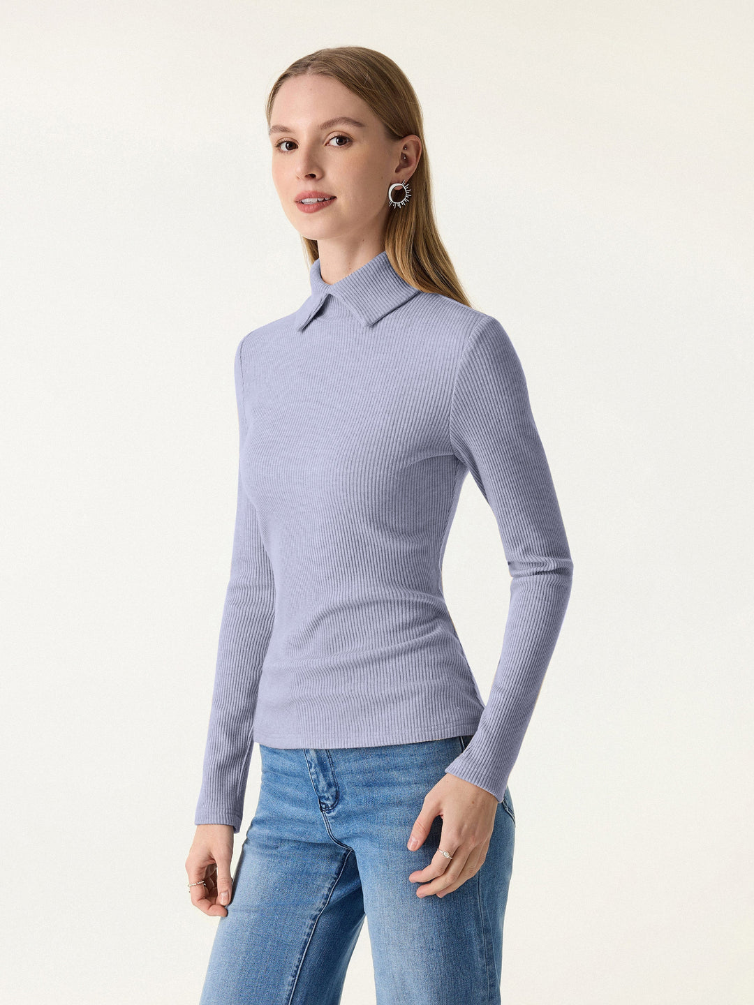 Naadmaastricht | Geribd Langshirt met Colkraag