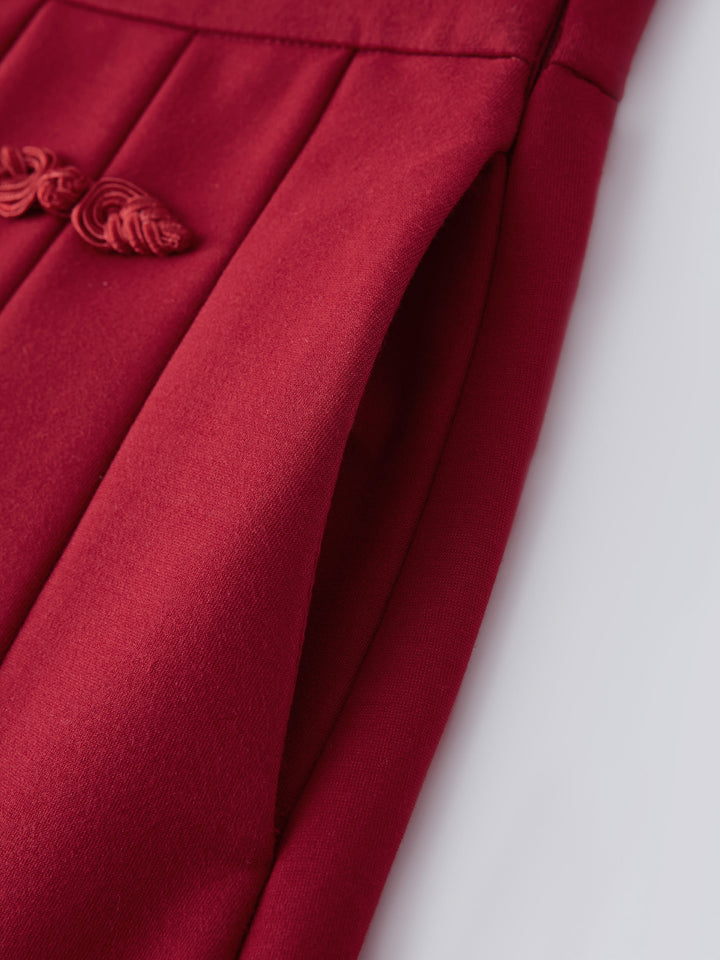 Naadmaastricht | Geplooide Midi A-Lijn Rok met Kikkerknopen-Detail