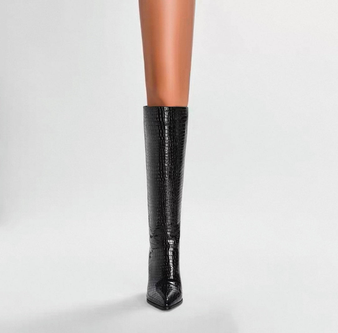 Naadmaastricht | Leren Enkellaarsjes met Textuur & Stro-Look