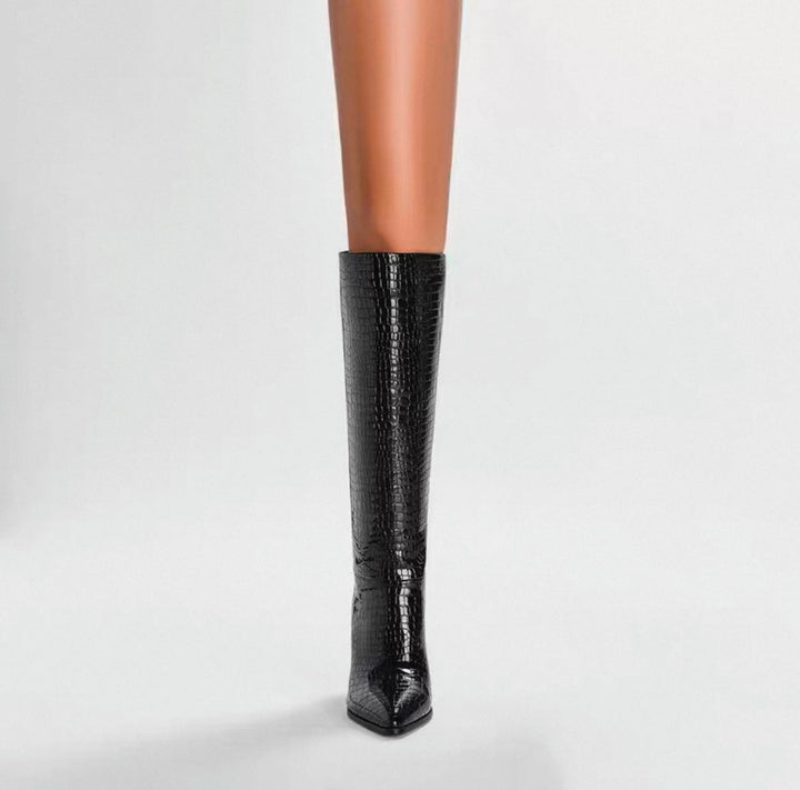 Naadmaastricht | Leren Enkellaarsjes met Textuur & Stro-Look