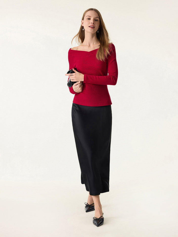 Naadmaastricht | Geribd Brami-Top met Antislip Afwerking en Brede V-Hals