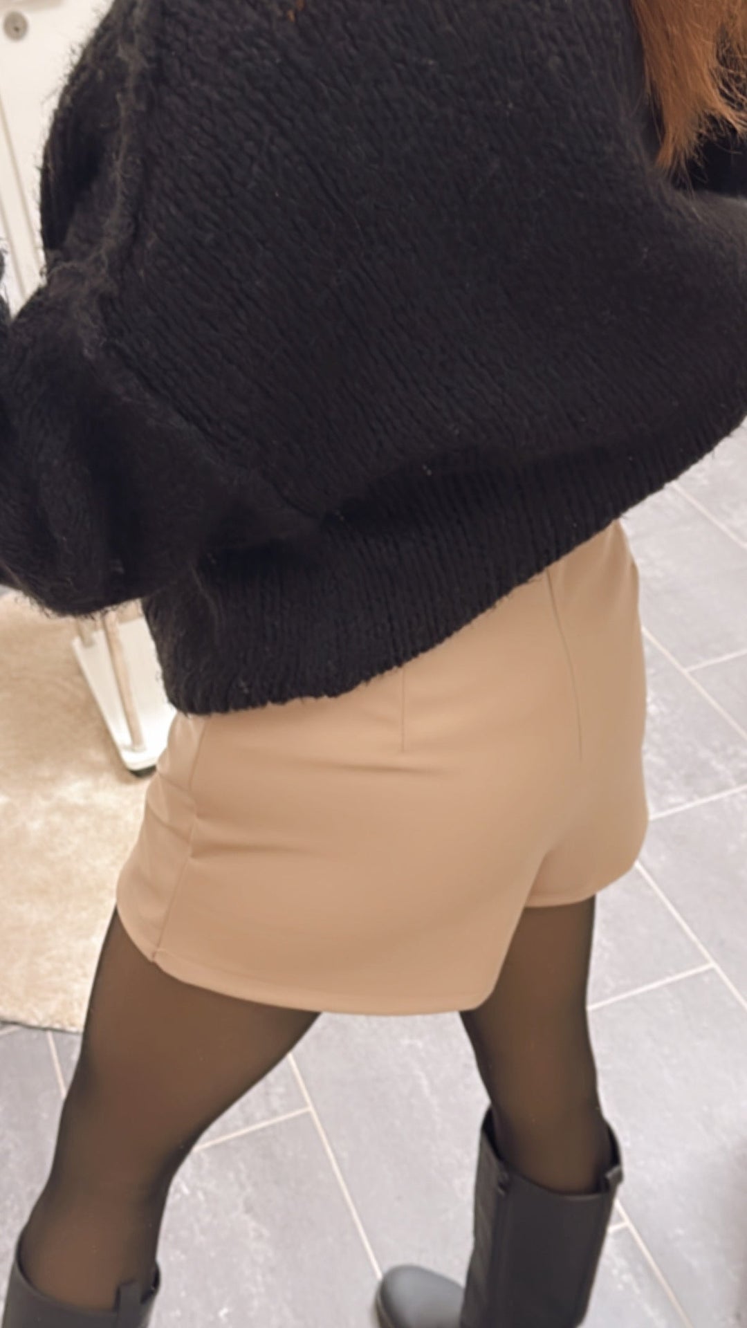 Naadmaastricht | Lederlook Broek-Rok – Donkerbeige