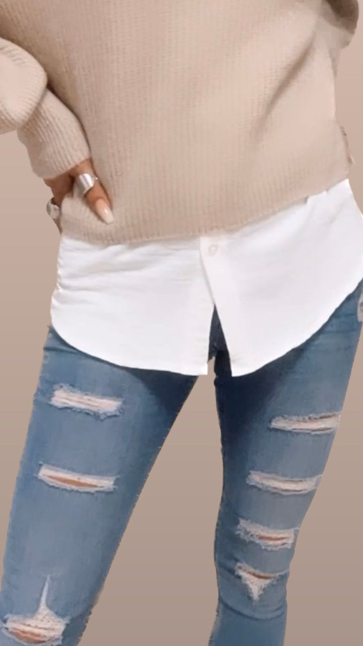 Naadmaastricht | Blouse-rok met knopen / wit