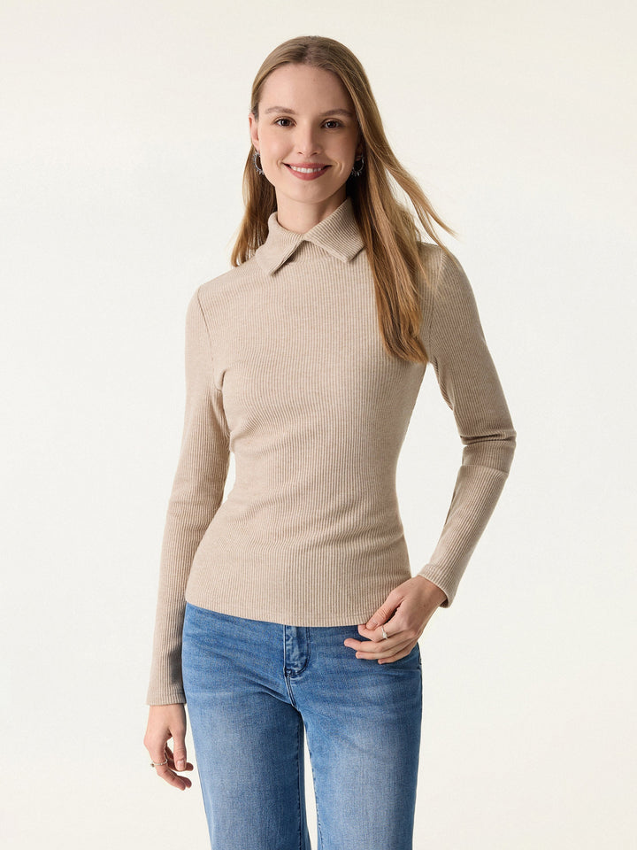 Naadmaastricht | Geribd Langshirt met Colkraag