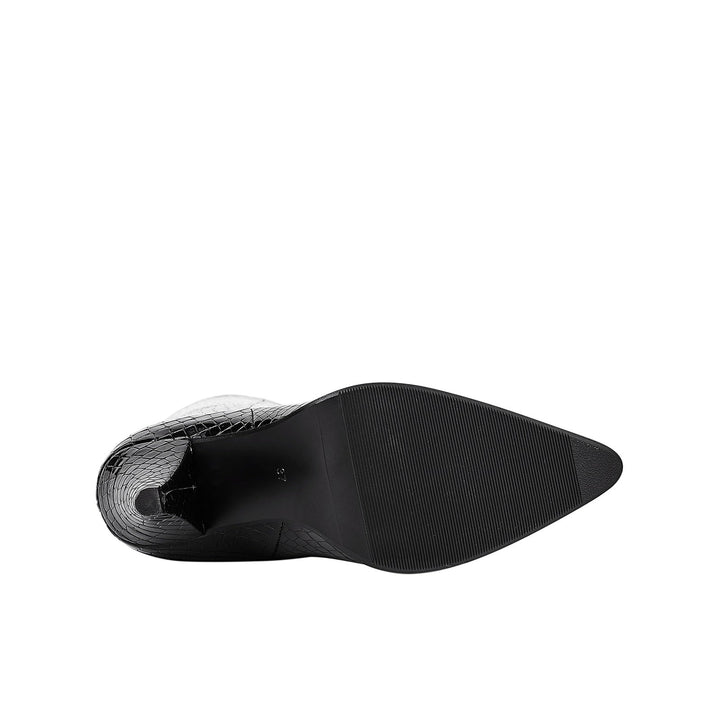 Naadmaastricht | Leren Enkellaarsjes met Textuur & Stro-Look